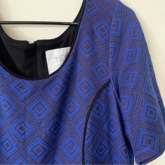 HD in Paris Blushed Blooms Blue/Pink Floral Fit & Flare Jacquard Dress Size L - Picture 6 of 15